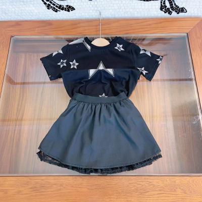 China Other high-end children's clothes new summer early printed cute 2 piece skirt and top set for girls for sale