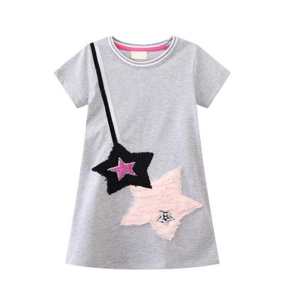 China Anti-wrinkle Sale Ins Girls Hot Summer Clothes Children's Fashion Knitted Dress With Cute Star for sale