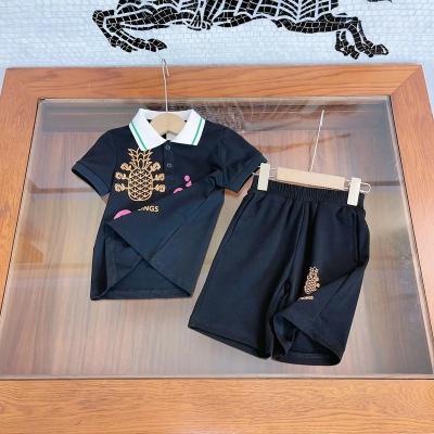 China High End Children's Wear Casual 2 Piece Boy Polo Summer Pineapple Shirt Suit Pants Boys Clothing Sets for sale