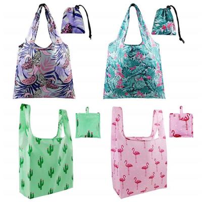 China Custom Folding OEM/Odm Eco Recycle Grocery Tote Bag Polyester Reusable Folding Nylon Shopping Bag for sale