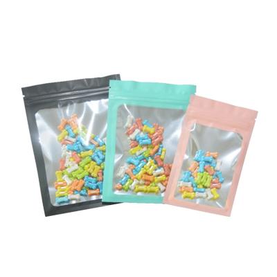 China Safety Smell Proof Durable Mylar Bags With Ziplock Resealable Heat Seal Bags Front Window For Medications And Clear Vitamins Capsules for sale