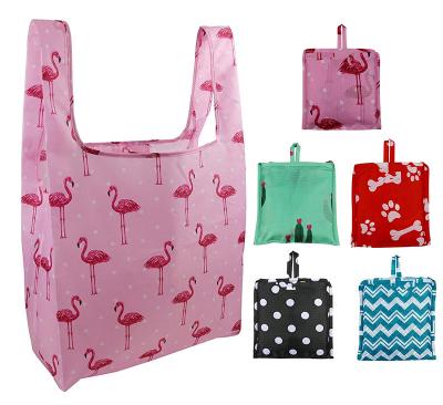 China Reusable Customized Collapsible Grocery Tote Shopping Bag Logo Nylon Portable Food Packaging Polyester Folding Eco-Friendly Safety for sale