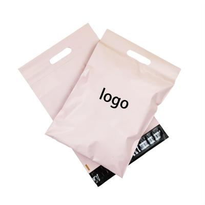 China Eco Friendly Custom Ship Postage / Mailing Bag Logo Print Plastic Pink Biodegradable With Handle for sale