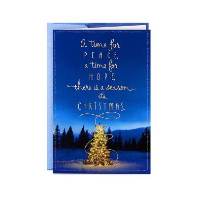 China paper & Carton Productos Navidenos 2022 Christmas Gift Greeting Card Printing Deep Blue Cards for Navidad 2023 for sale