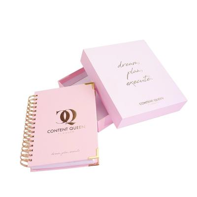 China paper & Hot Selling Pink Girl Cardboard Power Agenda Customized Journals Box Set Custom Printing 2023 Planner Maker for sale