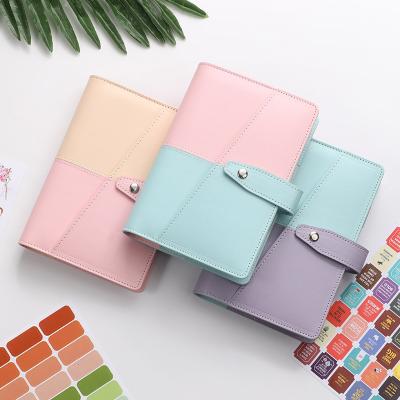 China Magnetic Clip Type Book Purse A6 Multicolor PU Cover Loose Leaf Budget Planner With Cash Wraps Budget Planner for sale