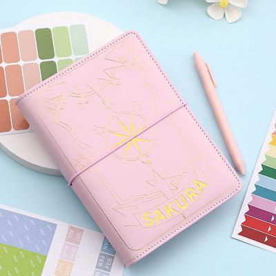 China Magnetic A6 Cartoon The Same Type Sakura Planner Premium Leather PU Planner Budget Income And Expense Tracker for sale