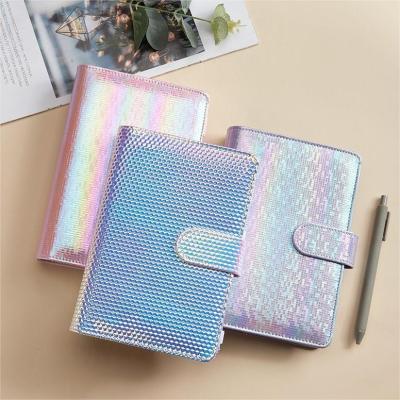 China A6 Magnetic Loose Leaf Laser Storage Planner Agenda Budget Binder With Binder PVC Cash Wraps Money Planner Organizer for sale