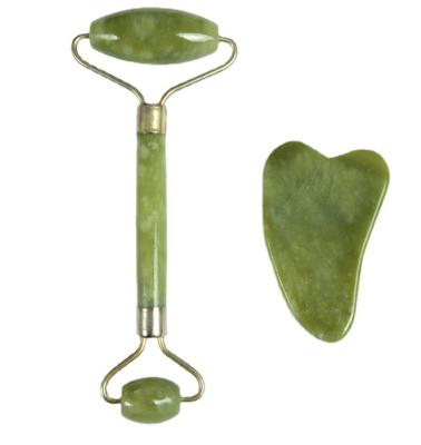 China Natural Face Jade Roller Gua Sha Set With Blister Box Gua Sha Stone Facial Tool Kit for sale