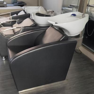 China Hot Sale Modern Synthetic Leather Unit Black Modern Barber Shop Hairdresser Shampoo Bed Bowl Sitting Chair For Sale for sale