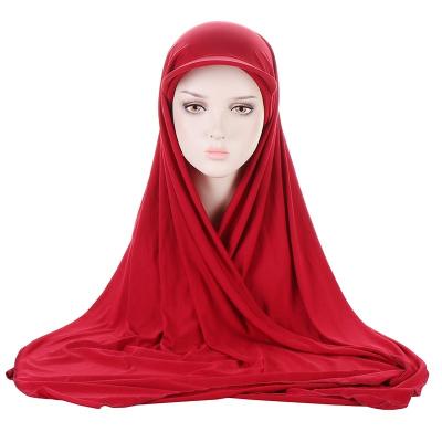 China New Style Polyester Hijab With Brim Scarf Hat European And American Baotou Fashion Multicolor Muslim Headscarf for sale