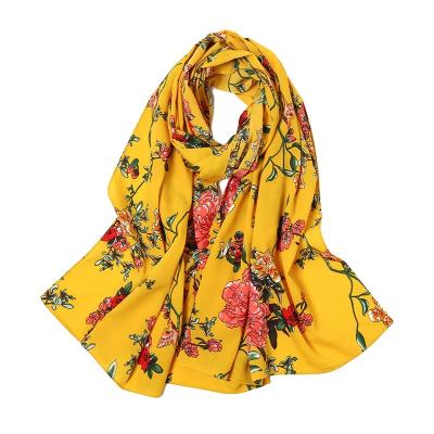 China European American foreign trade hot sale printed small flower chiffon scarf shawl women's leisure scarf for sale