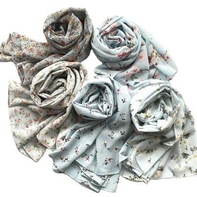 China Women 2022 New Style Maldives Popular American European Flower Wrap Muslim Hijab Printed Floral Chiffon Shawl Scarf Bandana for sale