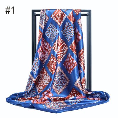 China European American Wholesale Latest Design Fashion Muslim Woman Polyester Headscarf Strapless Printing Satin Shawl Scarf for sale