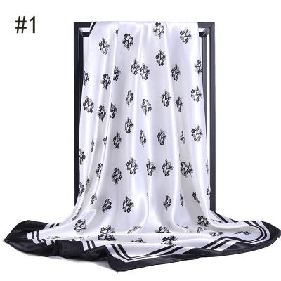 China European American Wholesale Latest Design Fashion Muslim Woman Polyester Headscarf Strapless Printing Satin Shawl Scarf for sale