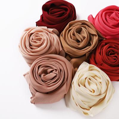 China Luxury Women Heavy Muslim Hijab Malaysia Scarf Candy Color Polyester Scarf European American Hot Goods for sale