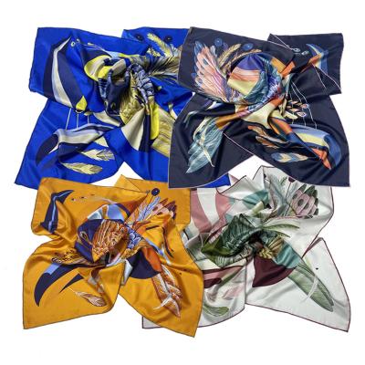 China Custom digital printed wholesale silk twill hair satin square scarf designer silk bandana scarf for sale