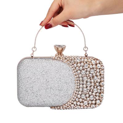 China 2022 Luxury Rhinestone Crystal Shiny Metal Rhinestone+metal Satin+rhinestone+metal Clutch Bag Evening Clutch Party Women Chain Handbags for sale