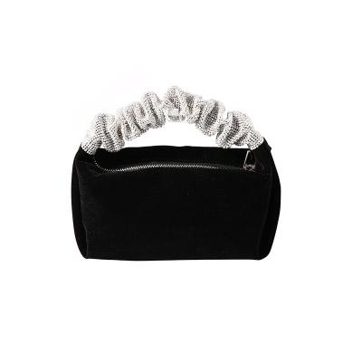 China 2022 Luxury Crystal Shiny Velvet Rhinestone Rhinestone Velvet Clutch Bag Evening Clutch Bag Chain Women Handbags for sale