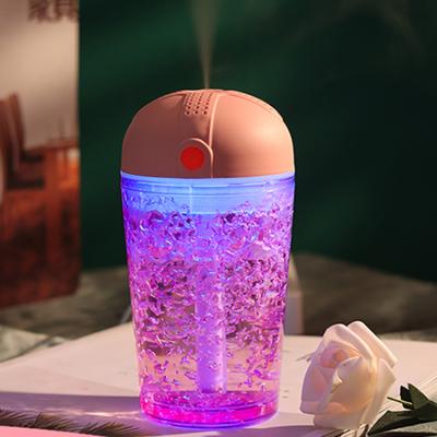 China Color Changing Lingxi Portable USB Rechargeable LED Light Cute Cool Mist Led H2O Mini Car Air Humidifier With Light for sale