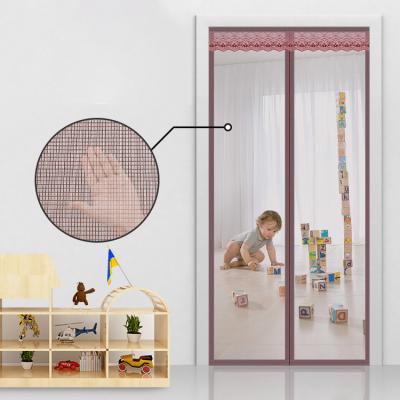 China Modern color custom size pattern metic automatic folding mosquito screen door for sale