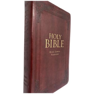 China PU leather stitching; 4c printing paper strips package pu cover custom black holy bible covers wholesale daily holy bibles diary book vintage printing service book printing for sale