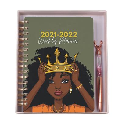 China Custom 2022 Hardcover Weekly Planner Printing Logo Planner Hardcover Book Cover Planners and Notebooks for sale