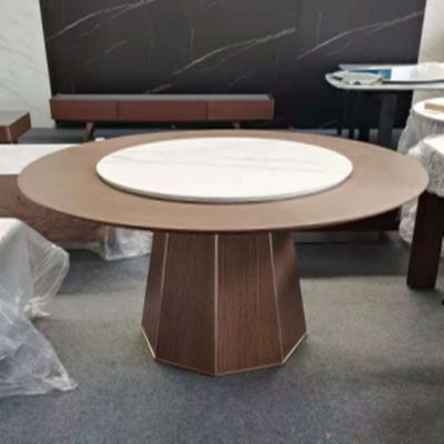 China (Size) Modern Italian Luxury Adjustable Marble Dining Table and Chair Combination of Minimalist with Turntable for sale