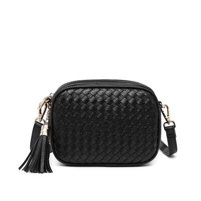 China 2021 high quality new women's square bag braided tiny bag with tassel shoulder bag for sale