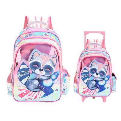 China Waterproof 16 Inch Waterproof Kids Small Backpack Wholesale Student Knapsack Large Capacity Cartoon Bag School Bags With Wheeled Cart for sale