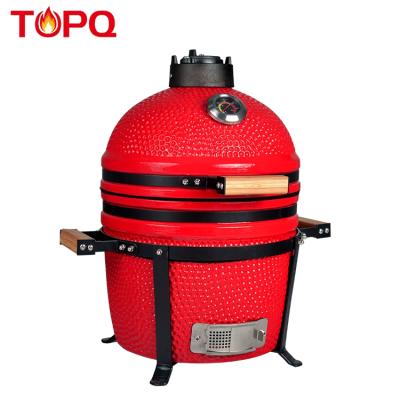 China TOPQ adjustable size factory 15 inch mini outdoor BBQ grill clay oven table ceramic portable kamado for sale