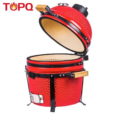 China TOPQ Height Adjustable Factory 15 Inch Mini Clay Tandoor Oven Grill Kamado Outdoor BBQ Ceramic Smoker for sale