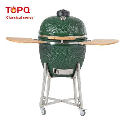 China TOPQ Adjustable Size 23 Inch Outdoor Ceramic Kamado Fire Bowl Grill BBQ Machine Clay Smoker for sale