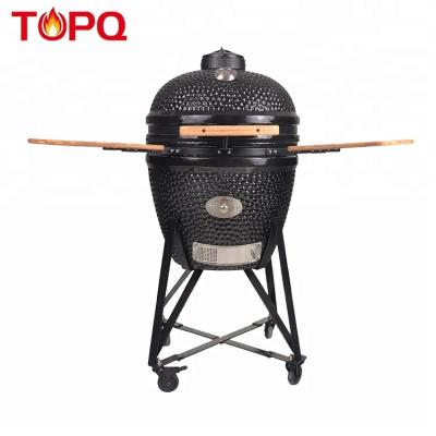 China TOPQ 21inch Height Adjustable Charcoal Fish Barbecue Kamado Cast Iron Ceramic Grill for sale