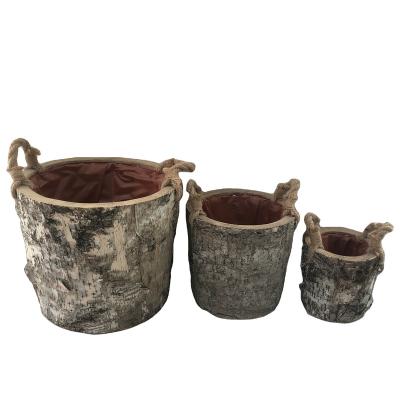 China Rustic Europe Arts and Crafts Decoration for Home and Garden Large Wooden Flower Pot for sale