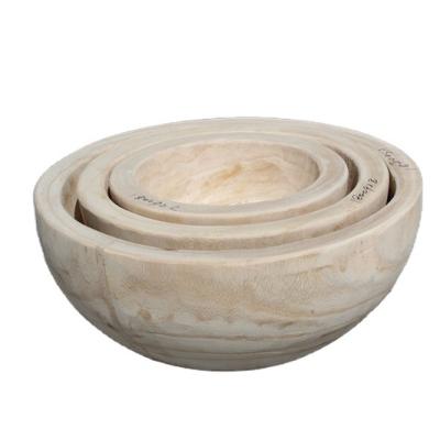 China Europe Handmade Paulownia Wood Selling Wood Crafts Various Size Wooden Bowl Set Food / Fruit / Flower for sale