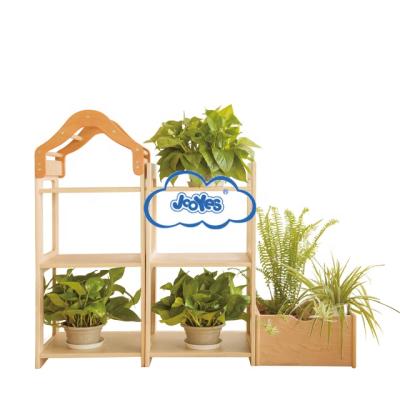 China Kindergarten Cozy Classroom Storage Wooden Plant Rack For Greenhouse Plants for sale