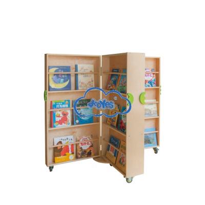 China Eco - Friendly Material Children Daycare Furniture Wooden Librarybook Bookshelves For Kids for sale