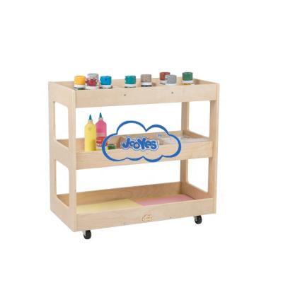 China Wooden Art Cart Living Room Storage Furniture Kids Storage Trolley Montessori Eco-friendly Material Wood for sale