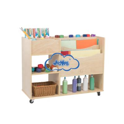 China High Quality Eco-friendly Material Kindergarten Children Painting Materials Storage Craft Trolley for sale