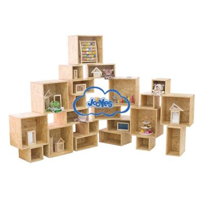 China High Quality Modern Kindergarten Kids Children Eco-friendly Material Blocks Wooden Display Racks for sale