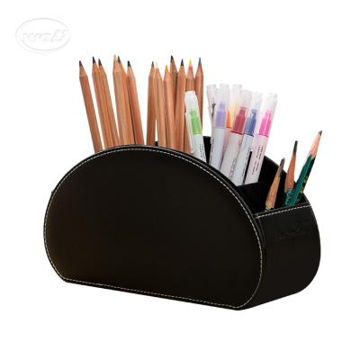 China Luxury Customized Creative Office Desk Leather Pen Holder for sale