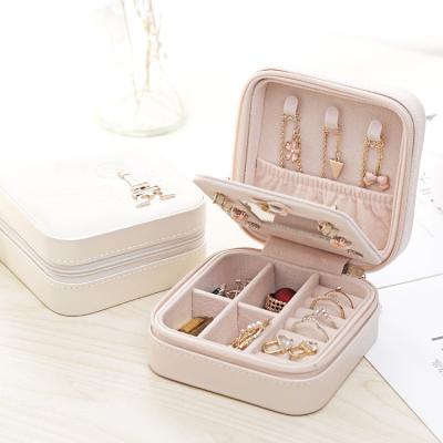 China Travel Eco-friendly Portable Faux Leather Fashion Logo Custom Jewelry Box for sale