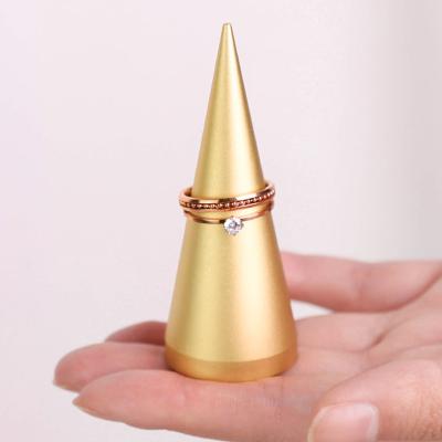 China Jewelry Gather Luxury Conical Display Ring Storage Rack Jewelry Holder Ring Display Metal Cone Decoration New Design for sale