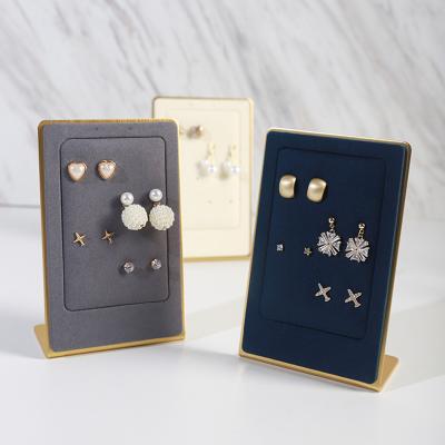 China Jewelry Gather Showcase Luxury Velvet Coated Metal Stand Jewelry Display Stand Earrings Show Card Jewelry Display Rack for sale