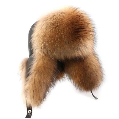 China Leather winter middle-aged winter Northeastern common men's raccoon fur and older ear protection fur hat outdoor for sale