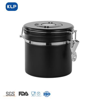 China WITH LID KLP stainless steel coffee storage container coffee bean can sealed container with lock container metal container for sale