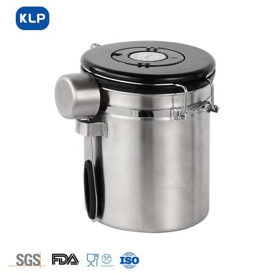 China WITH LID KLP Coffee Pot Stainless Steel Coffee Receiver With Doser Household Coffee Bean Can Tea Tin Box Container Box for sale