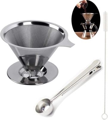 China KLP Stocked Stainless Steel Coffee Filter Cone Pour Over Drip Dripper for sale