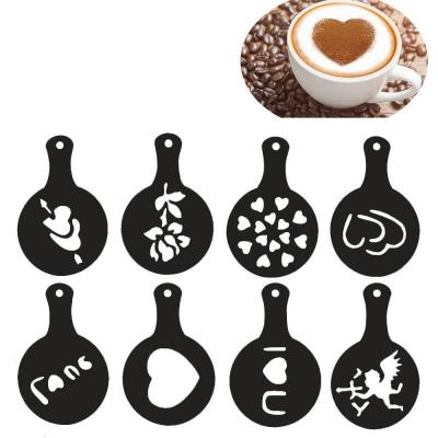 China KLP Sustainable Stainless Steel Coffee Decorating Tool Latte Art Tool Cappuccino Coffee Stencils for sale